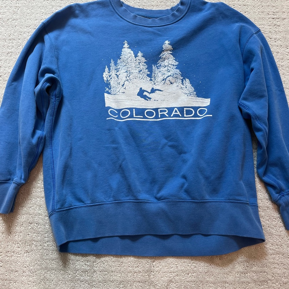 American Eagle Outfitters Blue Colorado Crewneck Sweater